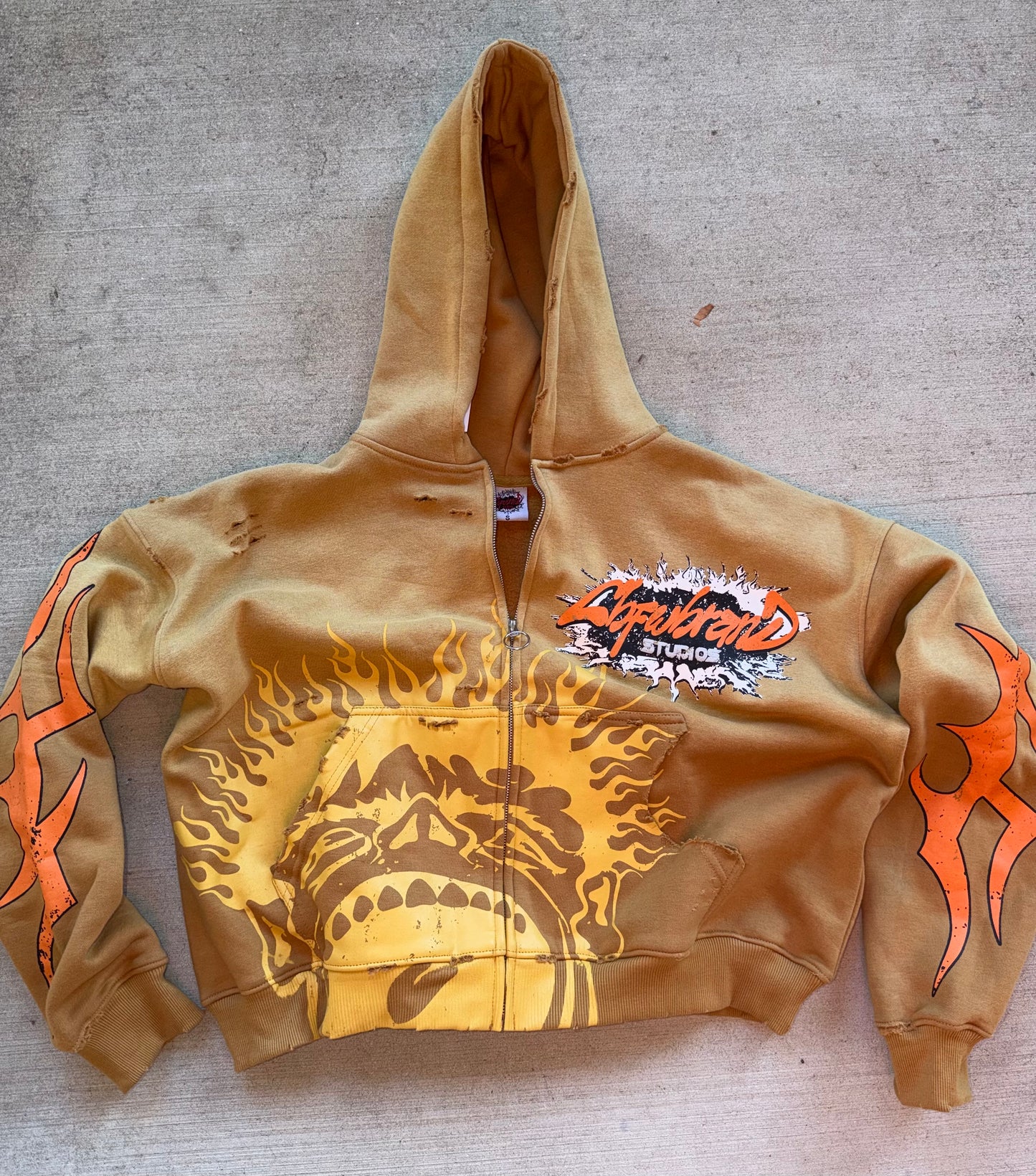 Urban flame ZIP UP “ brown & orange”.
