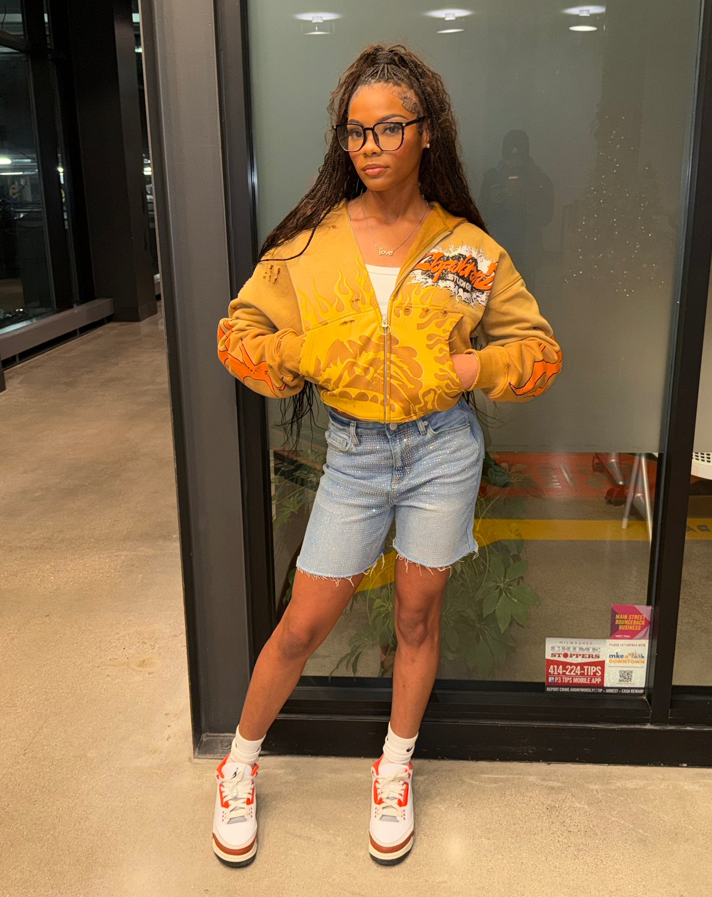 Urban flame ZIP UP “ brown & orange”.